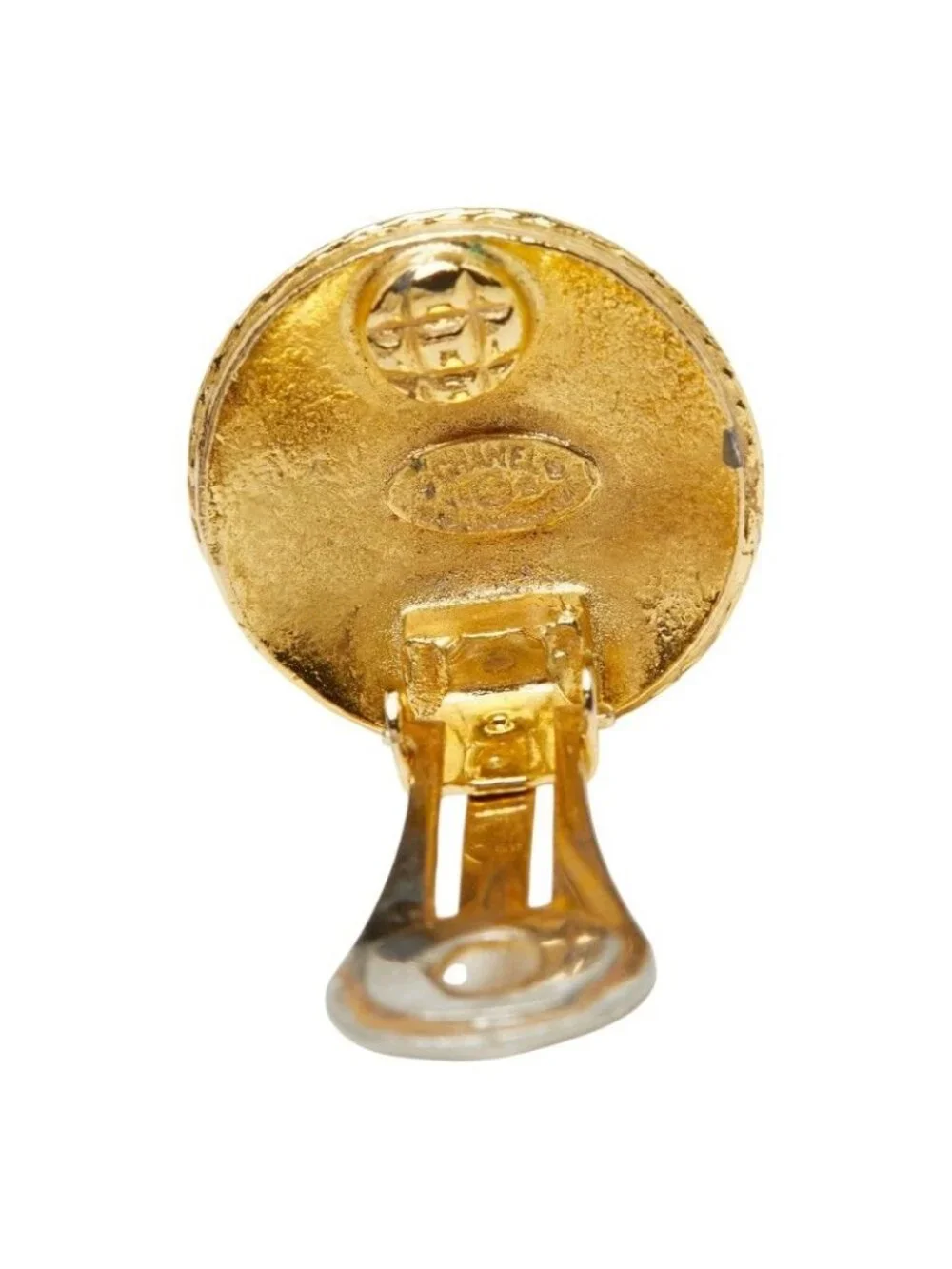 Chanel CC Logo Vintage Round Earrings 94 Gold Plated
